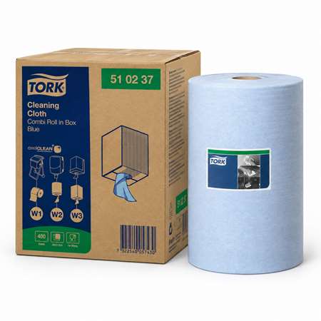 Image de TORK CHIFFON DE NETTOYAGE BLEU BONBINE 400 CHIFFONS