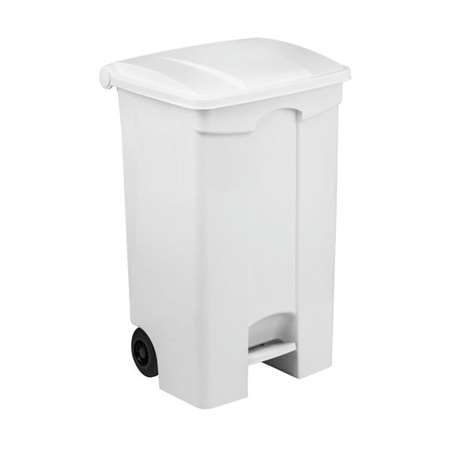 POUBELLE CONTENEUR MOBILE A PEDALE 90L BLANC
