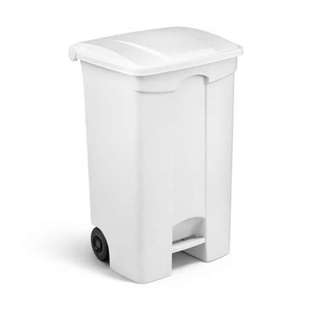 Image de POUBELLE CONTENEUR MOBILE A PEDALE 90L BLANC