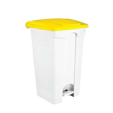 POUBELLE CONTENEUR A PEDALE 90L AVEC COUVERCLE JAUNE