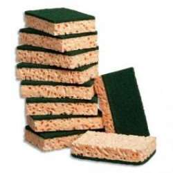 Image de EPONGE GRATTANTE JAUNE/VERTE PETIT MODÈLE - LOT DE 10