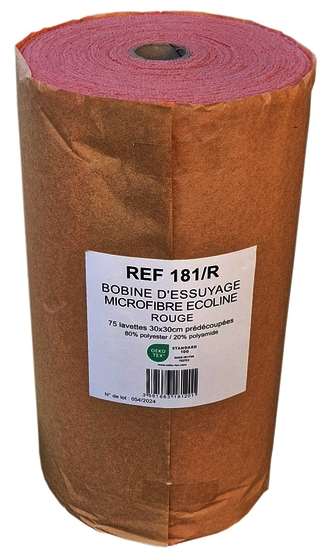 Image de BOBINE 75 MICROFIBRES ROUGE 30*30 PRE-DECOUPEES REUTILIABLE