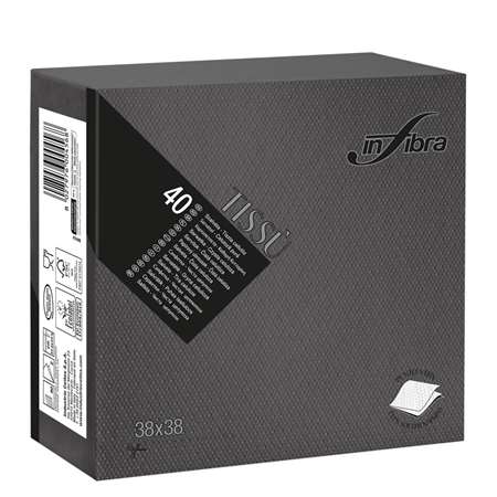 Image de SERVIETTE MICROGAUFREE NOIRE 38*38CM