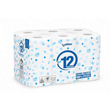 Image de PAPIER TOILETTE 12x8 ROULEAUX 2 PLIS ECOLABEL 180 FEUILLES