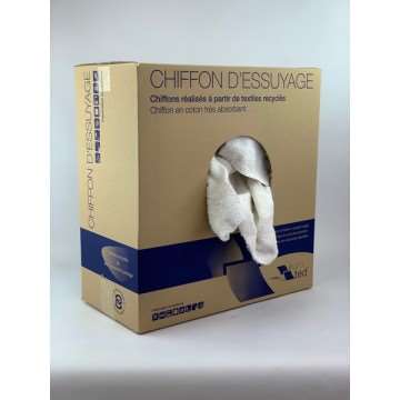 CHIFFON SERVIETTE EPONGE BLANCHE CARTON DISTRIBUTEUR DE 8KG