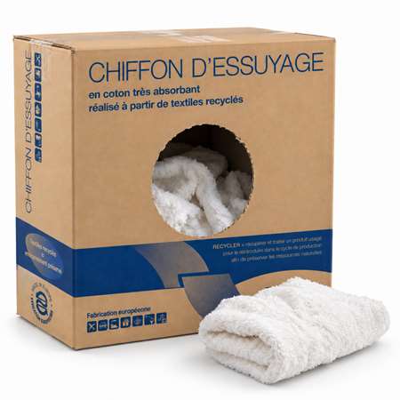 Image de CHIFFON SERVIETTE EPONGE BLANCHE CARTON DISTRIBUTEUR DE 8KG