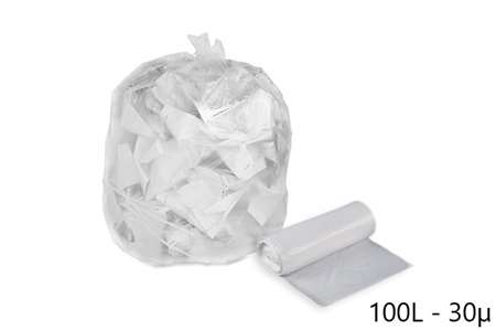 SAC POUBELLE 100L TRANSPARENT 30 MICRONS PEBD