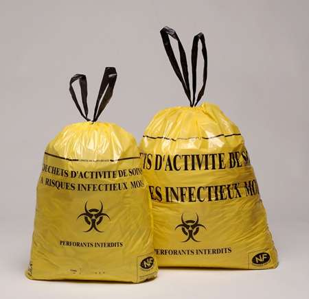 Image de SAC POUBELLE 30L DASRI LIEN COULISSANT 20 MICRONS PEBD*500