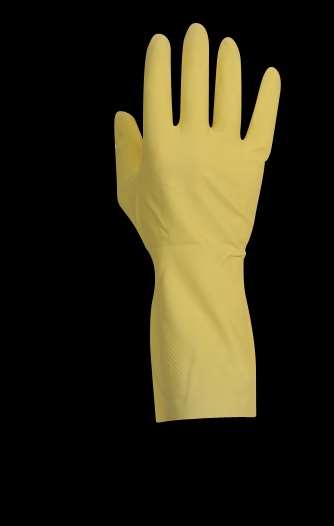 Image de GANT MENAGE LATEX JAUNE TAILLE M, FLOCKÉ COTON