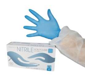 Image de GANT NITRILE BLEU NON POUDRE TAILLE M