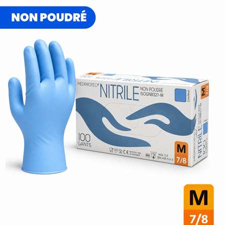 Image de GANT NITRILE BLEU NON POUDRE TAILLE M