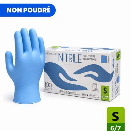 Image de GANT NITRILE BLEU NON POUDRE TAILLE S