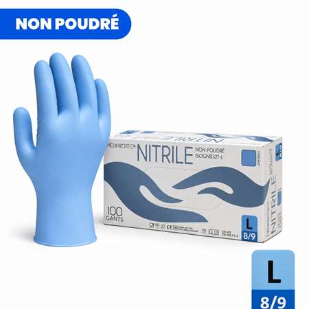 Image de GANT NITRILE BLEU NON POUDRE TAILLE L