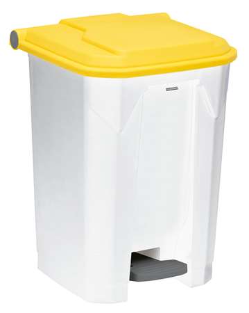 POUBELLE UTILO 50 LITRES A PEDALE BLANC / JAUNE