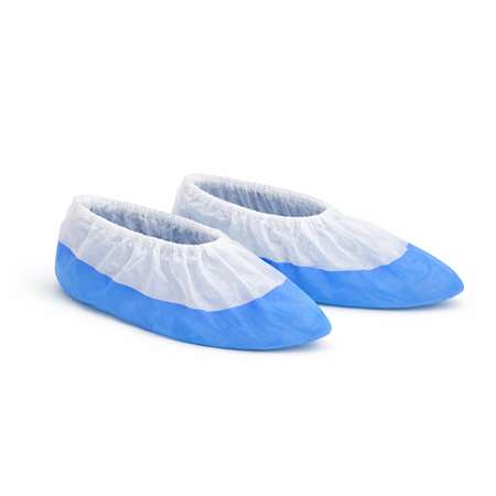 Image de SURCHAUSSURE PLP NON TISSE BLANCHE AVEC SEMELLE PE BD BLEU