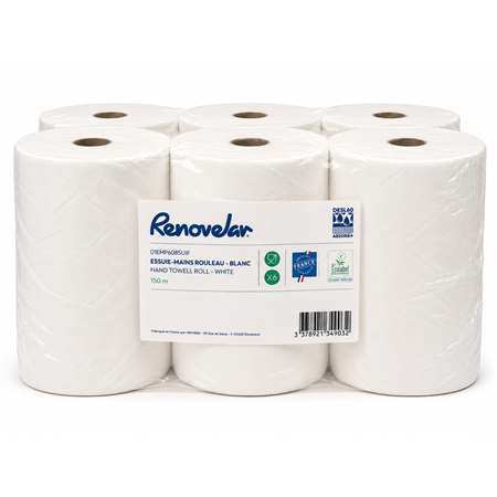 Image de ESSUIE MAINS AUTOCUT- C ROULEAU BLANC ECOLABEL 150M 2 PLIS