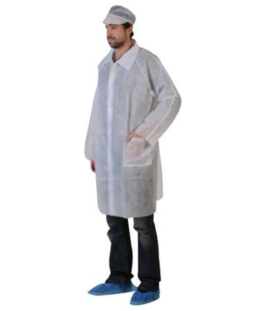 Image de BLOUSE PLP NON TISSE 30G BLANCHE A PRESSIONS AVEC POCHE TXXL