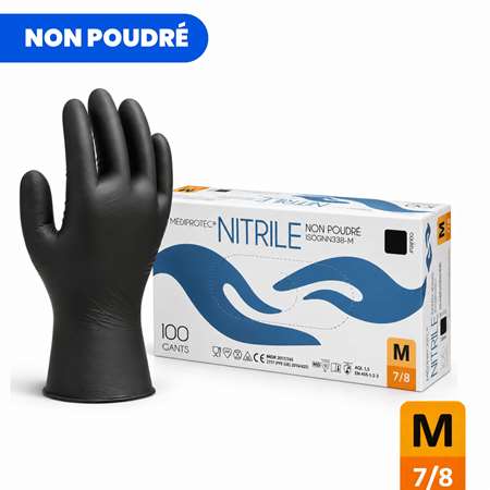 Image de GANT NITRILE NOIR NON POUDRE TAILLE M