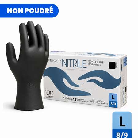 Image de GANT NITRILE NOIR NON POUDRE TAILLE L