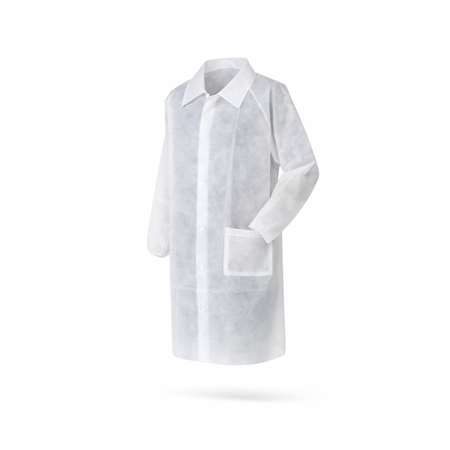 Image de BLOUSE PLP NON TISSE 30G BLANCHE A PRESSIONS AVEC POCHE TXL