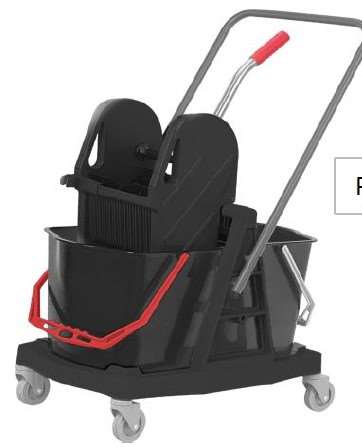 CHARIOT DOUBLE SEAUX 2*15L AVEC PRESSE