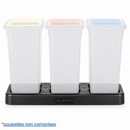 Image de BASE PLASTIQUE NOIRE POUBELLE FIT 50 LITRES - 3 POSTES