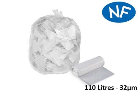 Image de SAC POUBELLE 110L TRANSPARENT 29 MICRONS PEBD*200 SANS LIENS