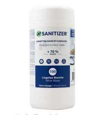 Image de LINGETTES DESINFECTANTE SANS RINCAGE BLANCHE BOITE DE 100